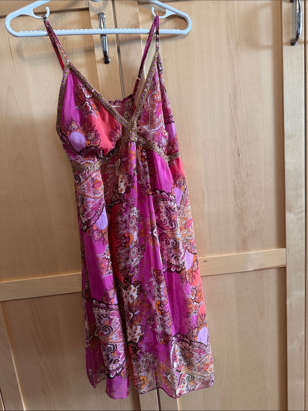Women's Pink Paisley Slip Dress - Brand Unspecified